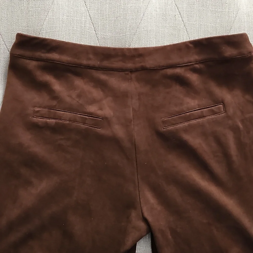Tesoro Moda Brown Workout Yoga Atheleisure Boho Chic Faux Suede Embellished Sz S